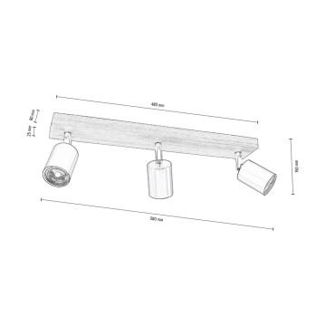 Stropné bodové svietidlo MANARA  3xGU10/5W/230V borovica – FSC certifikované