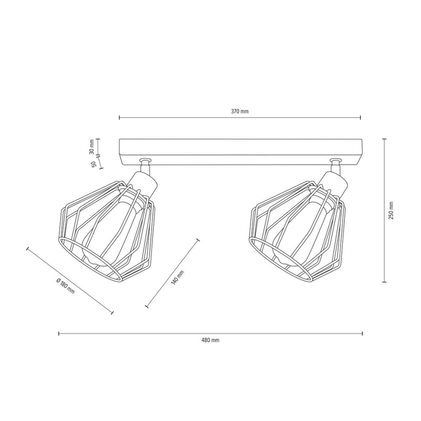 Stropné bodové svietidlo VENTI 2xE27/15W/230V dub – FSC certifikované