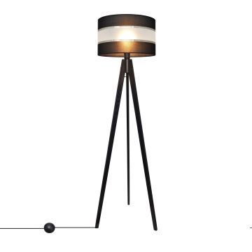 Stojacia lampa HELEN 1xE27/60W/230V čierna/chróm/borovica