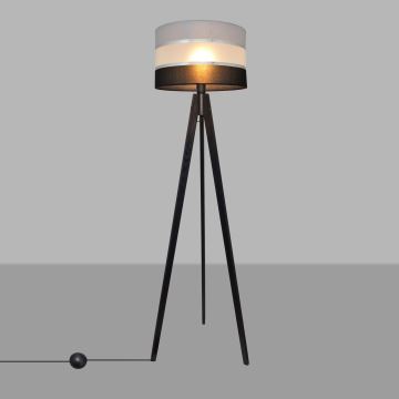 Stojacia lampa HELEN 1xE27/60W/230V šedá/čierna/chróm/borovica