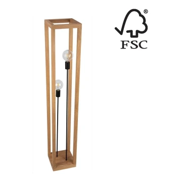 Stojacia lampa KAGO 2xE27/60W/230V matný dub – FSC certifikované