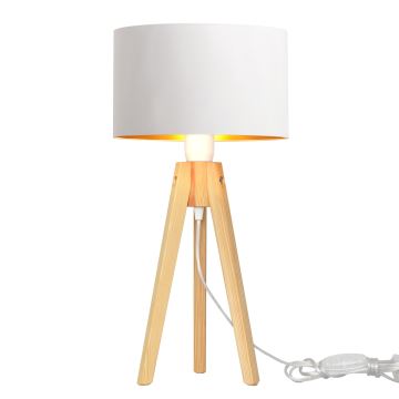 Stolná lampa ALBA 1xE27/60W/230V biela/zlatá/borovica