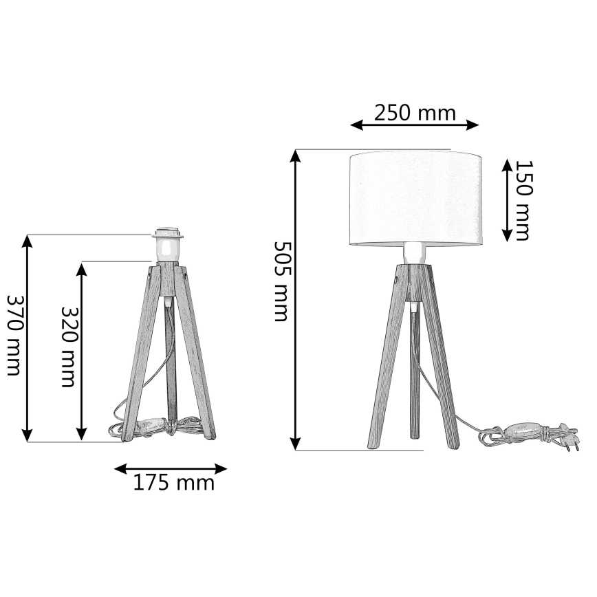 Stolná lampa ALBA 1xE27/60W/230V biela/zlatá/borovica