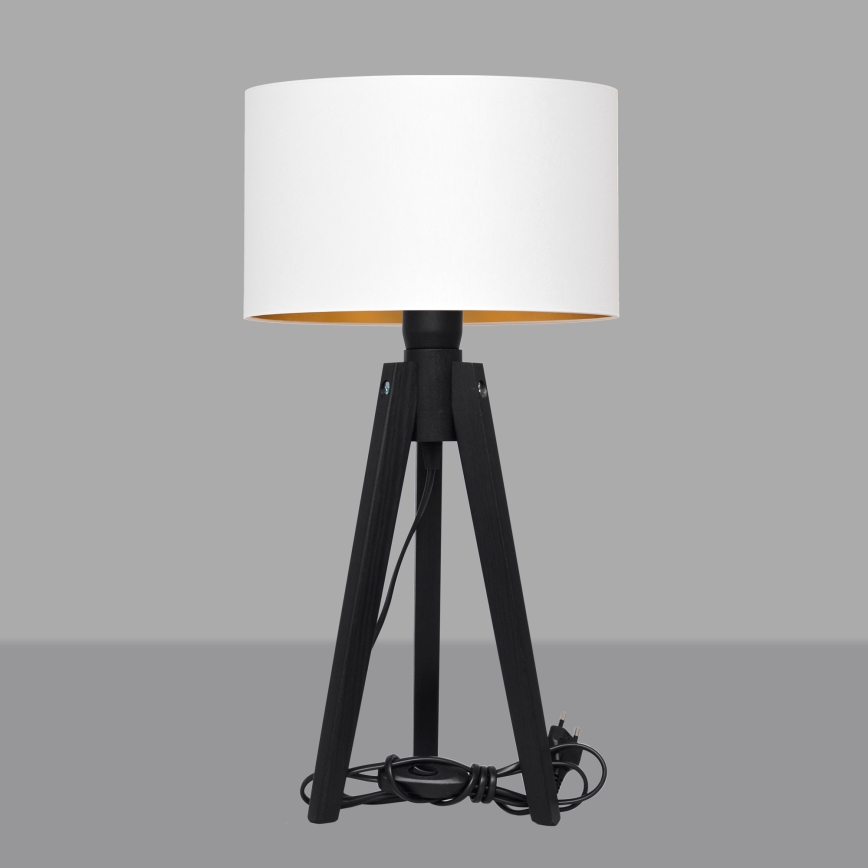 Stolná lampa ALBA 1xE27/60W/230V biela/zlatá/borovica