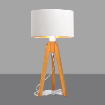 Stolná lampa ALBA 1xE27/60W/230V biela/zlatá/dub