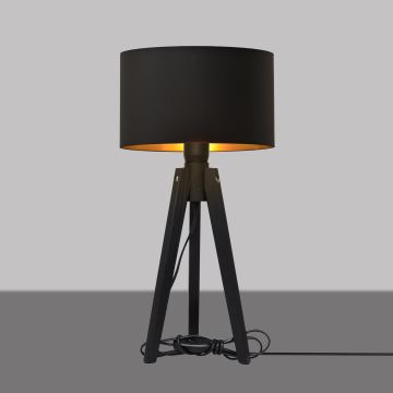 Stolná lampa ALBA 1xE27/60W/230V čierna/zlatá/borovica