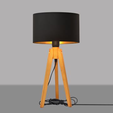 Stolná lampa ALBA 1xE27/60W/230V čierna/zlatá/dub