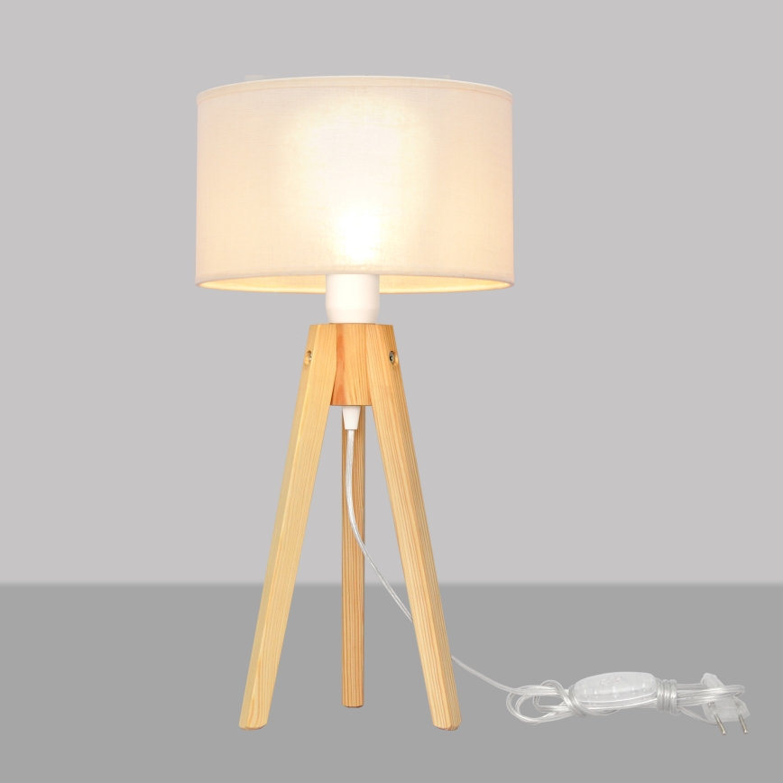 Stolná lampa ALBA 1xE27/60W/230V krémová/borovica