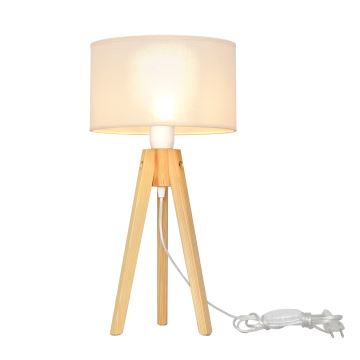 Stolná lampa ALBA 1xE27/60W/230V krémová/borovica