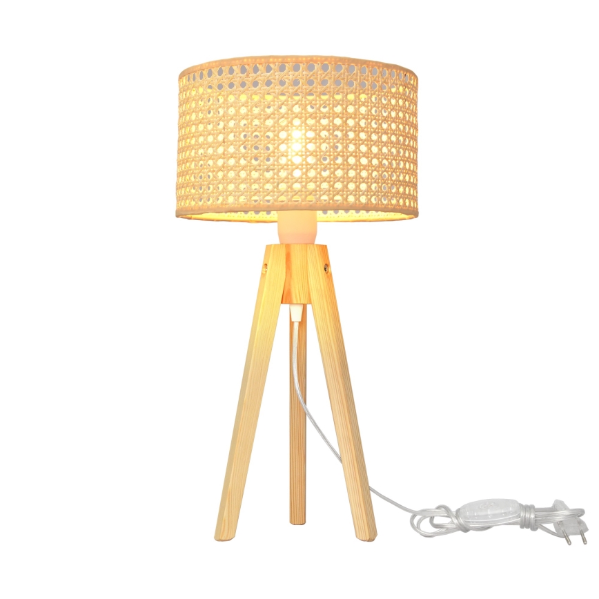 Stolná lampa ALBA 1xE27/60W/230V ratan/borovica