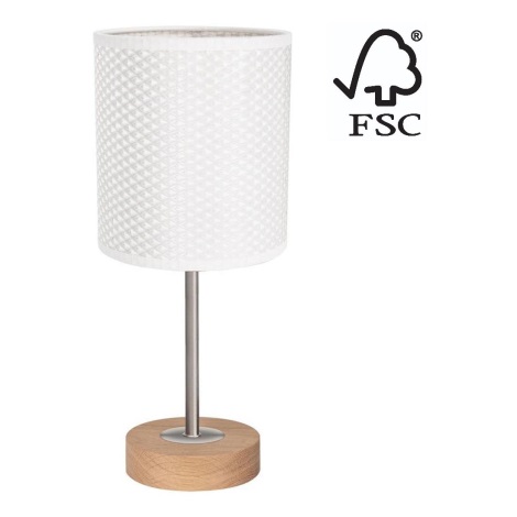 Stolná lampa BENITA 1xE27/60W/230V 30 cm biela/dub – FSC certifikované