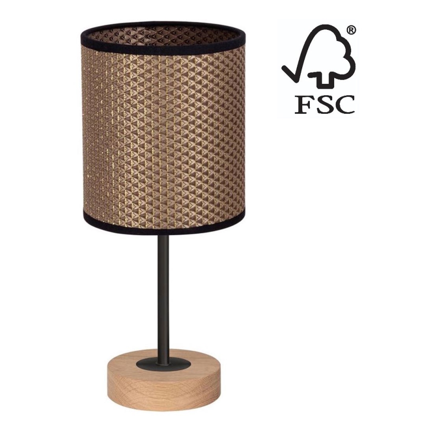 Stolná lampa BENITA 1xE27/60W/230V 30 cm hnedá/dub – FSC certifikované