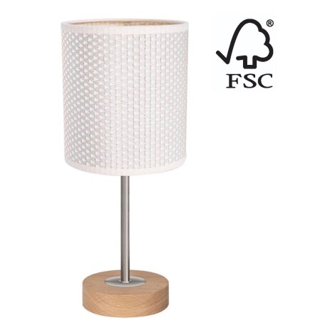 Stolná lampa BENITA 1xE27/60W/230V 30 cm krémová/dub – FSC certifikované