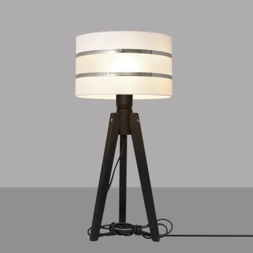 Stolná lampa HELEN 1xE27/60W/230V biela/chróm/borovica