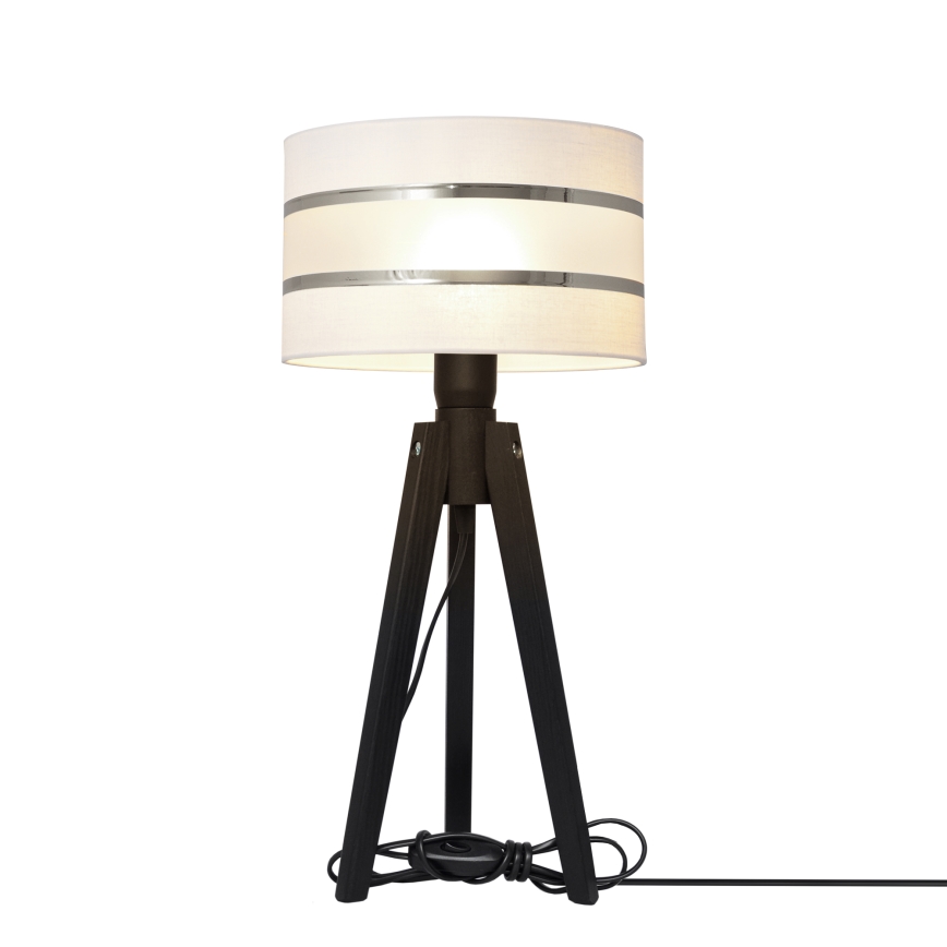 Stolná lampa HELEN 1xE27/60W/230V biela/chróm/borovica