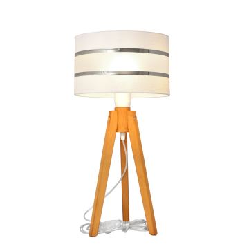 Stolná lampa HELEN 1xE27/60W/230V biela/chróm/dub