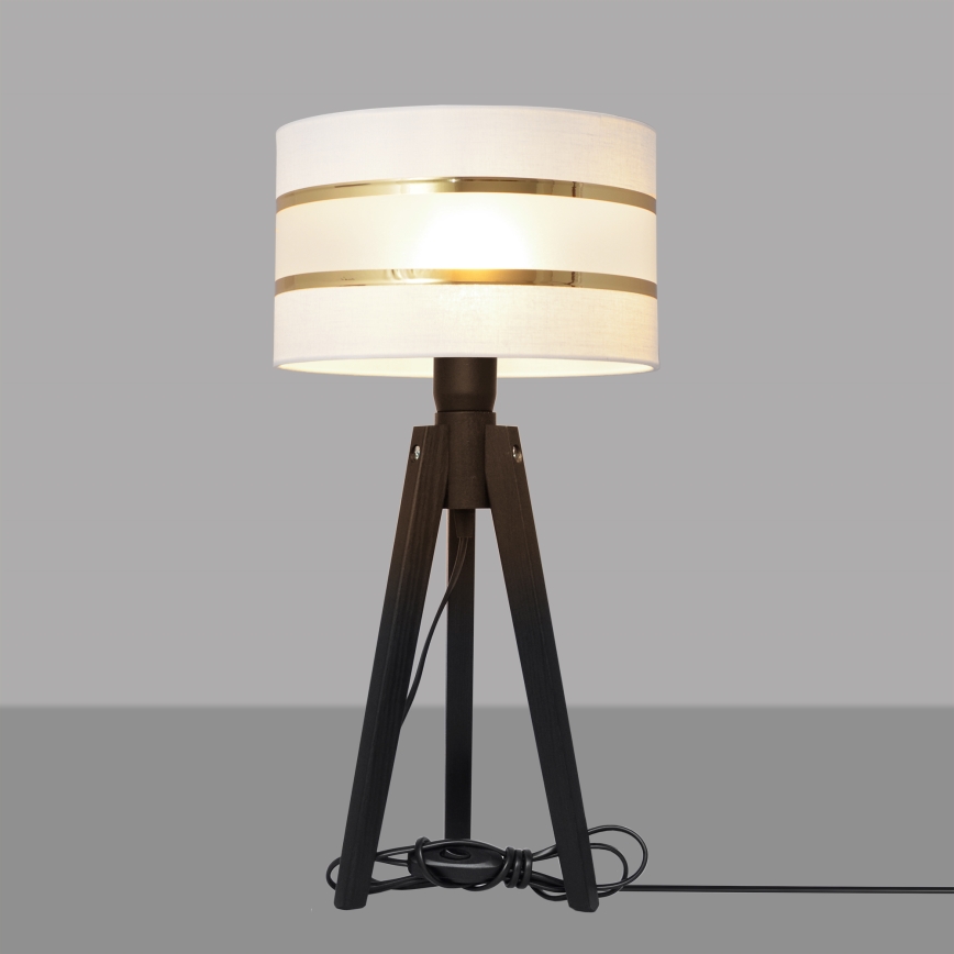 Stolná lampa HELEN 1xE27/60W/230V biela/zlatá/borovica