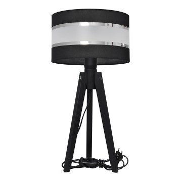 Stolná lampa HELEN 1xE27/60W/230V čierna/chróm/borovica