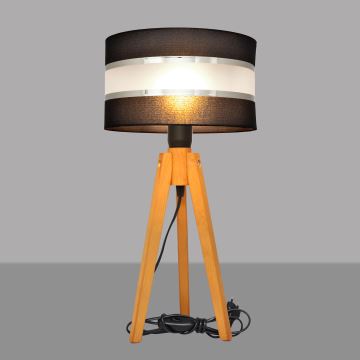 Stolná lampa HELEN 1xE27/60W/230V čierna/chróm/dub