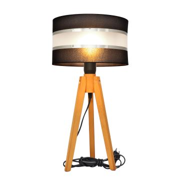 Stolná lampa HELEN 1xE27/60W/230V čierna/chróm/dub