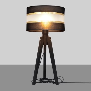 Stolná lampa HELEN 1xE27/60W/230V čierna/zlatá/borovica