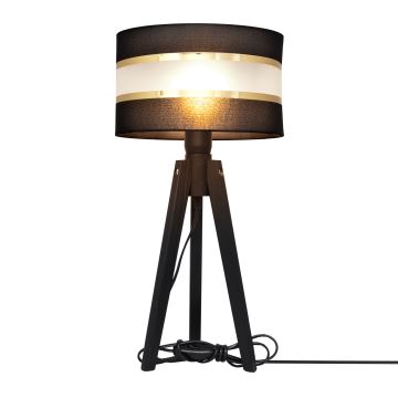 Stolná lampa HELEN 1xE27/60W/230V čierna/zlatá/borovica