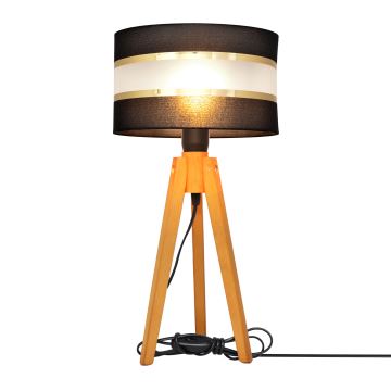 Stolná lampa HELEN 1xE27/60W/230V čierna/zlatá/dub