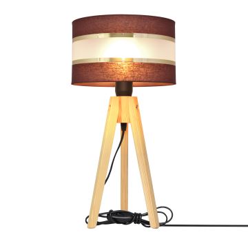 Stolná lampa HELEN 1xE27/60W/230V hnedá/zlatá/borovica