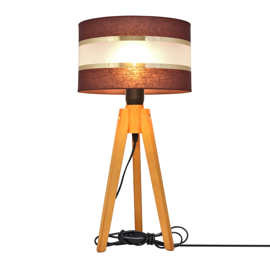 Stolná lampa HELEN 1xE27/60W/230V hnedá/zlatá/dub