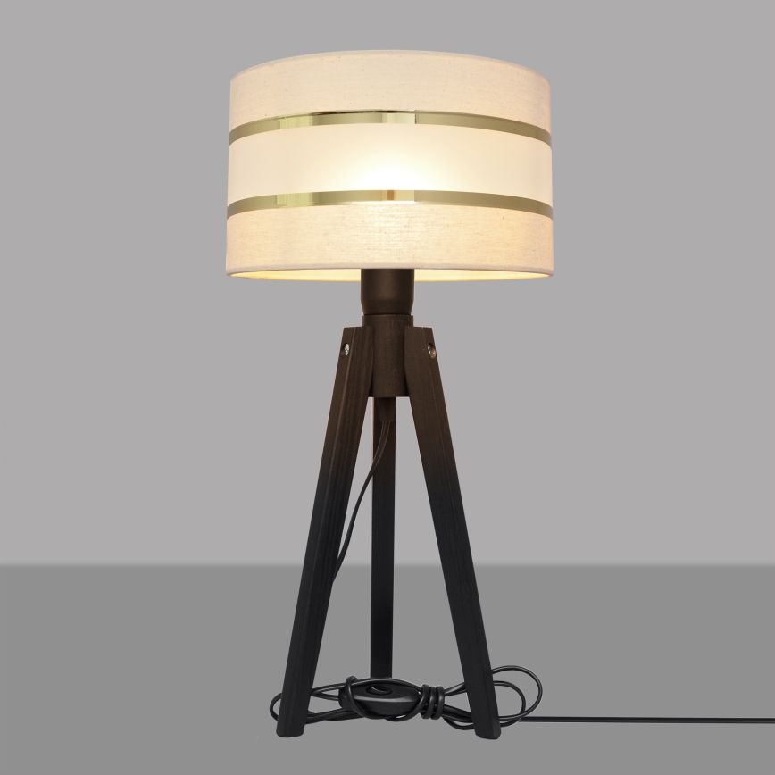 Stolná lampa HELEN 1xE27/60W/230V krémová/zlatá/borovica