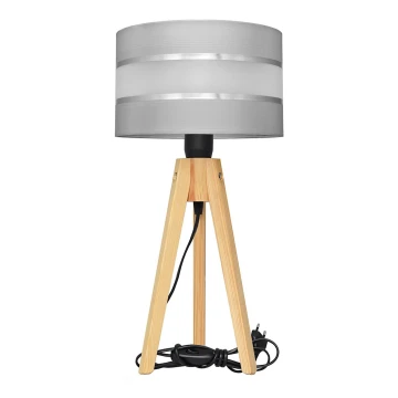 Stolná lampa HELEN 1xE27/60W/230V šedá/chróm/borovica