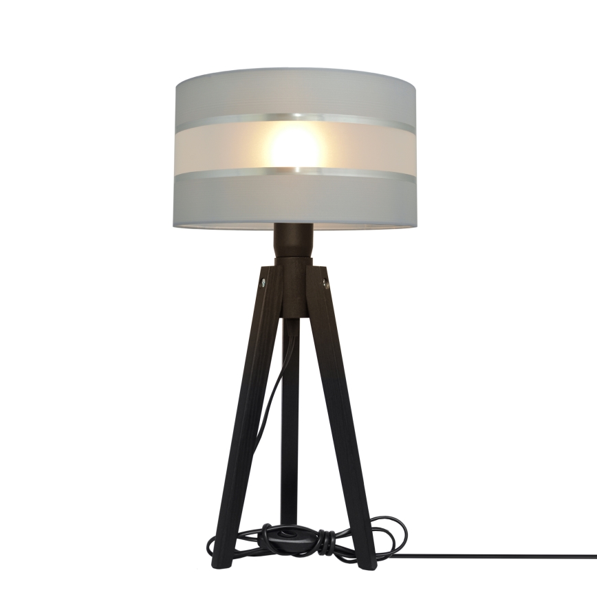 Stolná lampa HELEN 1xE27/60W/230V šedá/chróm/borovica