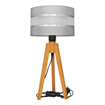 Stolná lampa HELEN 1xE27/60W/230V šedá/chróm/dub