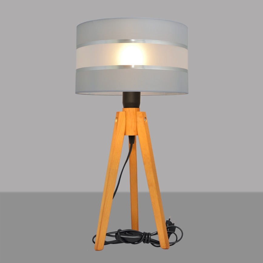 Stolná lampa HELEN 1xE27/60W/230V šedá/chróm/dub