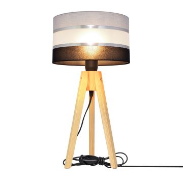 Stolná lampa HELEN 1xE27/60W/230V šedá/čierna/chróm/borovica