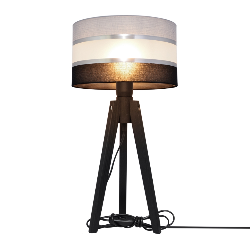 Stolná lampa HELEN 1xE27/60W/230V šedá/čierna/chróm/borovica