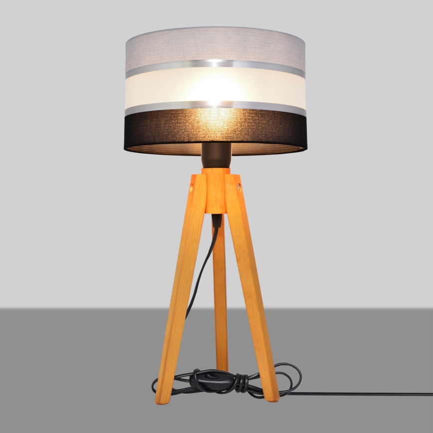 Stolná lampa HELEN 1xE27/60W/230V šedá/čierna/chróm/dub