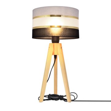 Stolná lampa HELEN 1xE27/60W/230V šedá/čierna/zlatá/borovica