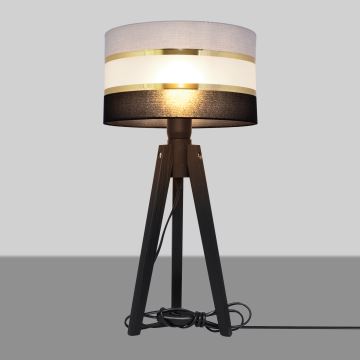 Stolná lampa HELEN 1xE27/60W/230V šedá/čierna/zlatá/borovica