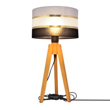 Stolná lampa HELEN 1xE27/60W/230V šedá/čierna/zlatá/dub