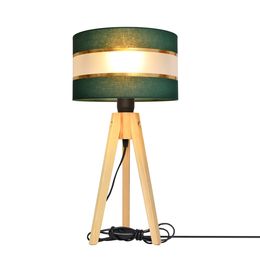 Stolná lampa HELEN 1xE27/60W/230V zelená/zlatá/borovica