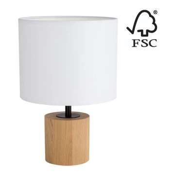 Stolná lampa KRETA 1xE27/25W/230V borovica/biela – FSC certifikované