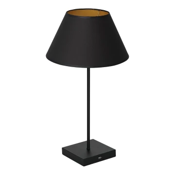 Stolná lampa s USB konektorom 1xE27/60W/230V čierna