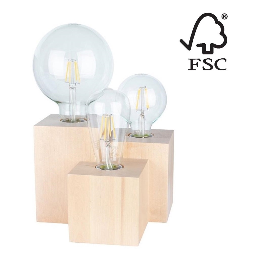 Stolná lampa VINCENT 3xE27/15W/230V breza – FSC certifikované