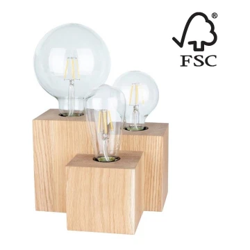 Stolná lampa VINCENT 3xE27/15W/230V dub – FSC certifikované