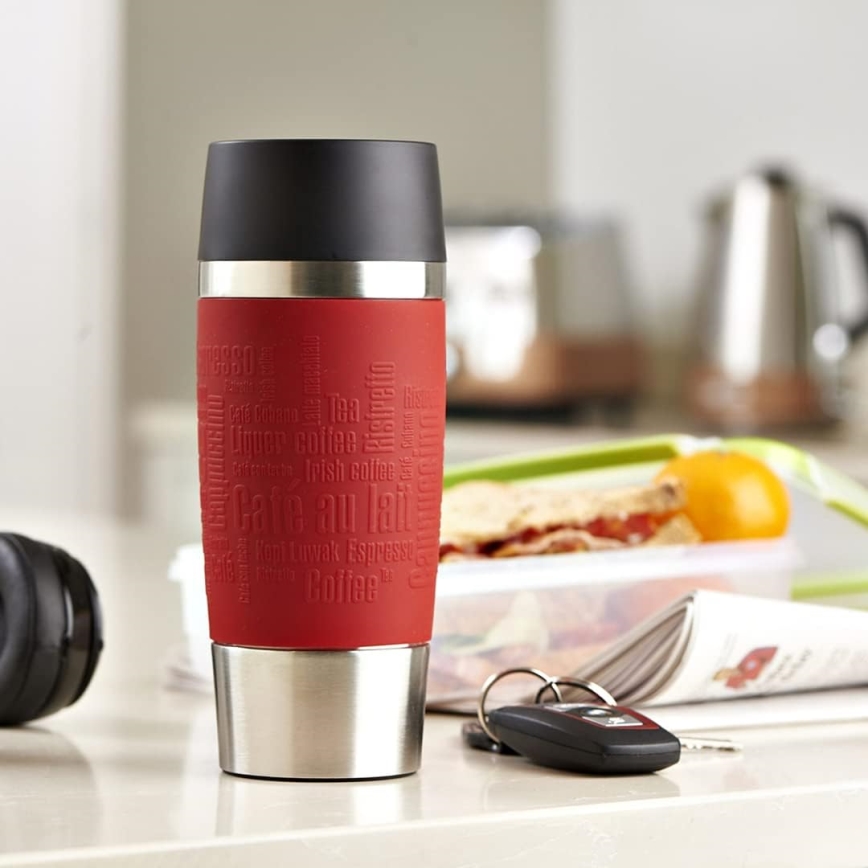 Tefal - Cestovný hrnček 360 ml TRAVEL MUG nerez/červená