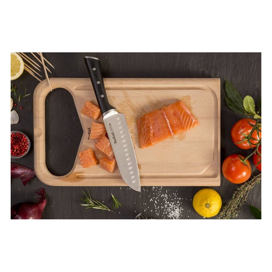 Tefal - Nerezový nôž santoku ICE FORCE 18 cm chróm/čierna