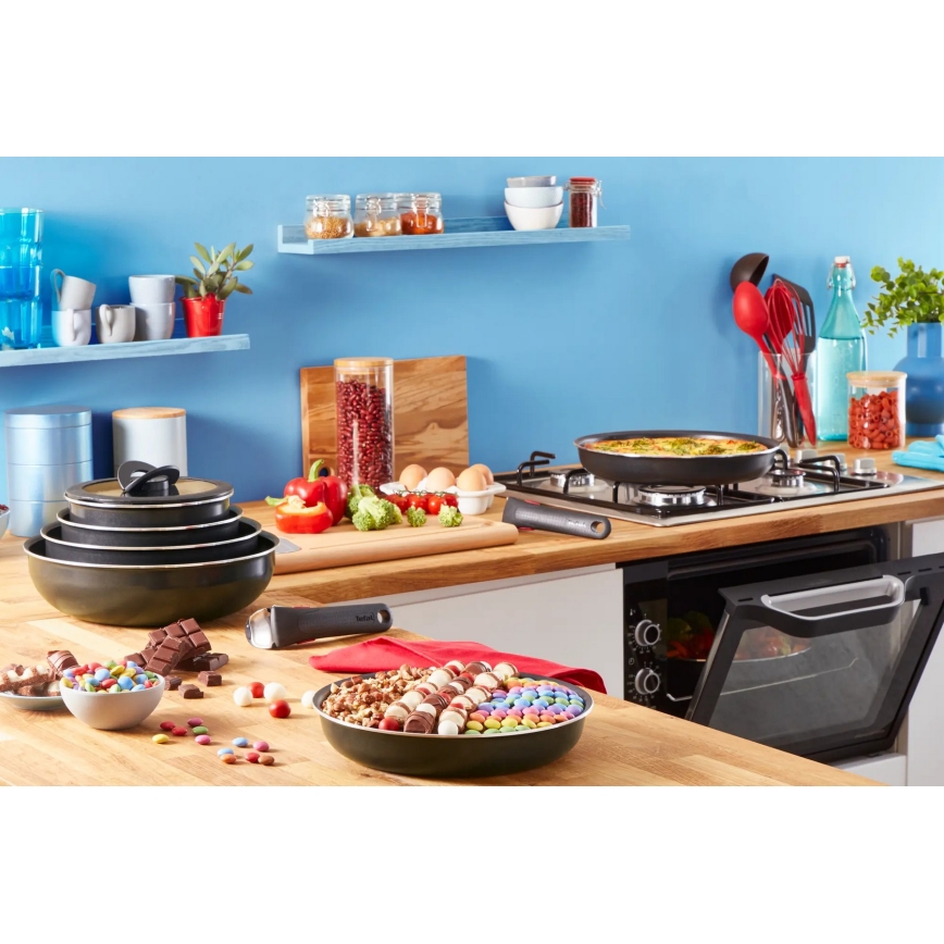 Tefal - Sada riadu 10 ks INGENIO EASY COOK & CLEAN BLACK