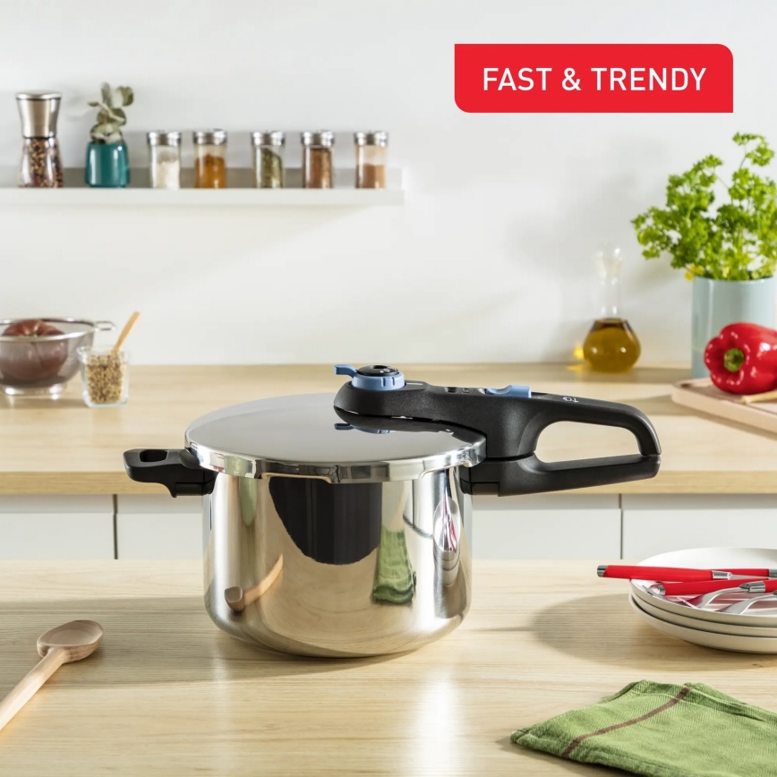 Tefal - Sada tlakových hrncov 4/6 l SECURE TRENDY nerez