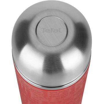 Tefal - Termoska s hrnčekom 1 l SENATOR nerez/červená